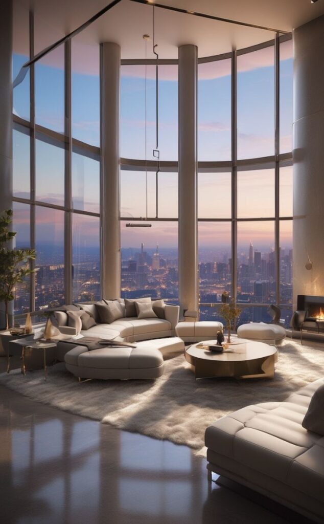 luxurious high rise living room with a view