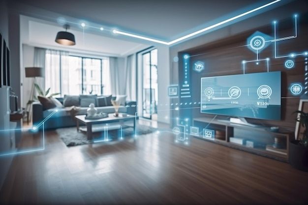modern smart home management system using augmented reality smart building the smart home is isolated background generate ai premium ai generated image